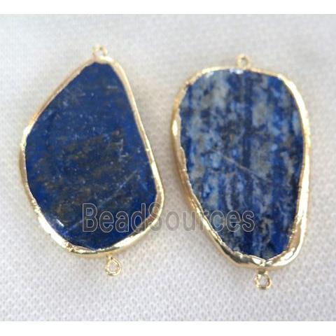 Lapis Lazuli connector, freeform, gold plated