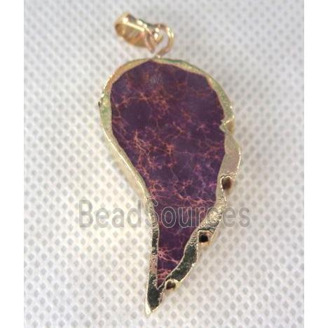 Sea Sediment pendant, angel wing, purple