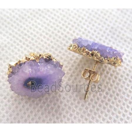 solar quartz druzy studs, purple