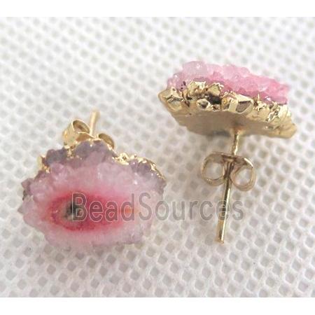 pink solar quartz druzy studs