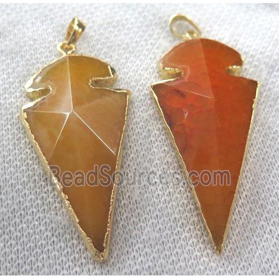 orange agate arrowhead pendant, point