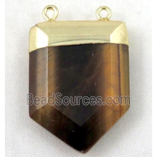 Tiger Eye Stone Pendant, bullet, gold plated