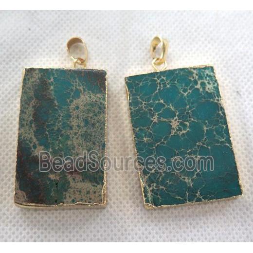 green Sea Sediment Jasper pendant, rectangle