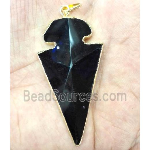 black agate arrowhead pendant, point