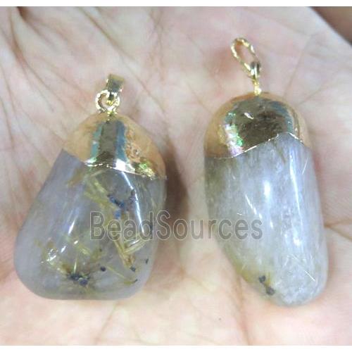 Rutilated Quartz pendant, freeform