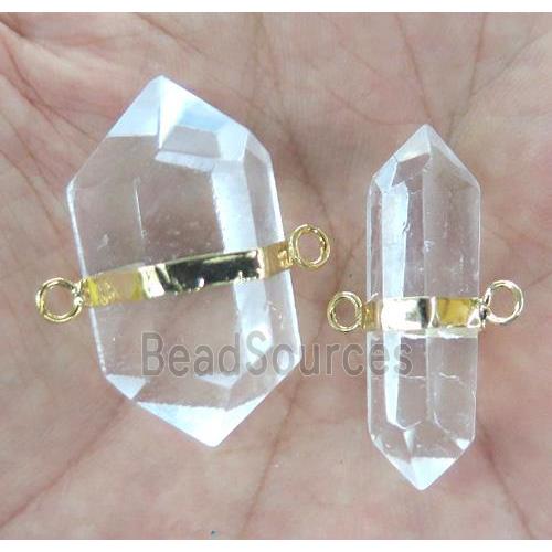 clear quartz bullet connector, double point