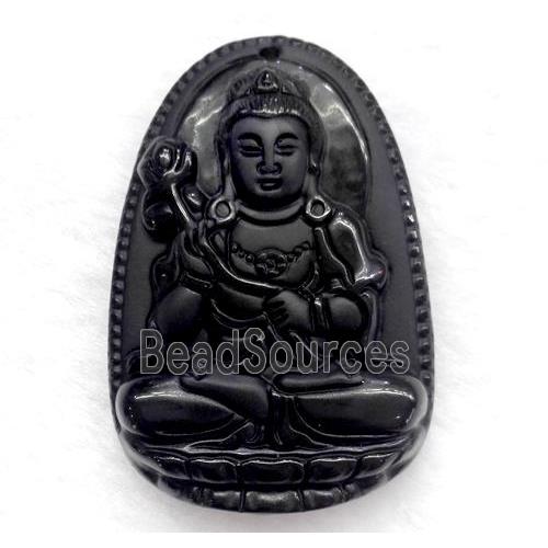 black obsidian pendant, buddha