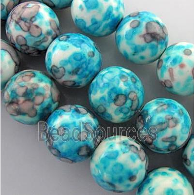 rainforest stone beads, aqua, stability, round