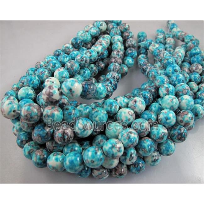 rainforest stone beads, aqua, stability, round