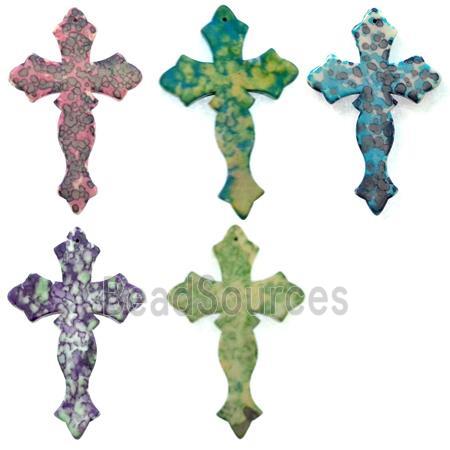 Rain colored stone pendant, stability, cross, mixed