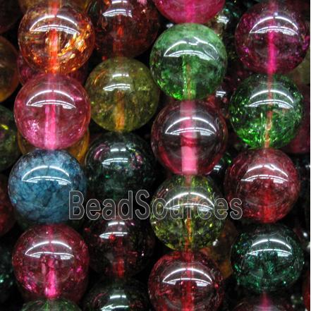 round Rainbow Tourmaline Beads