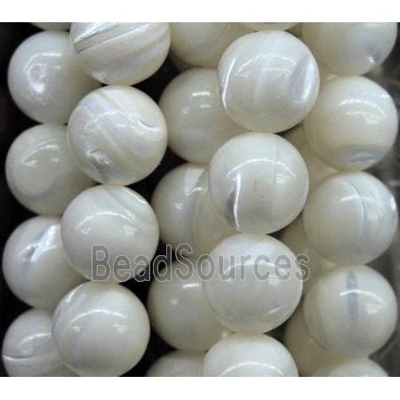 round mother of pearl beads, white shell