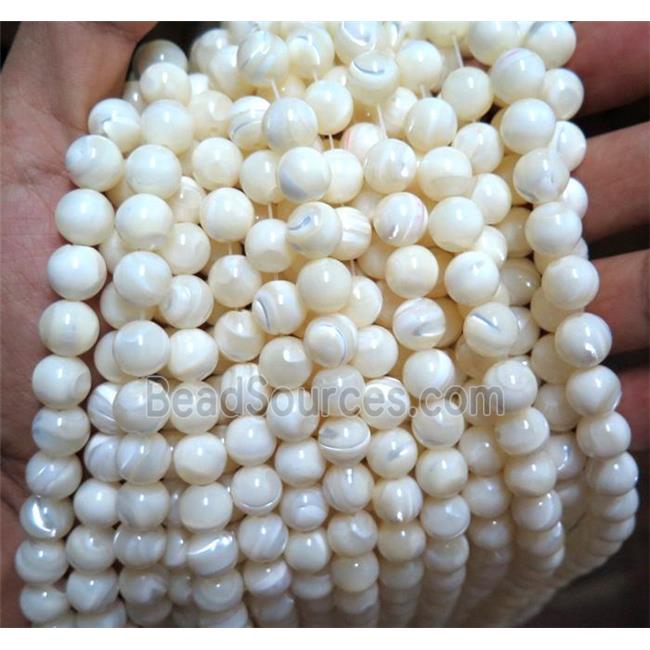 round mother of pearl beads, white shell