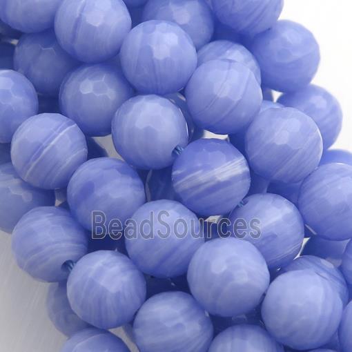 Synthetic Blue Lace Agate Beads, faceted round