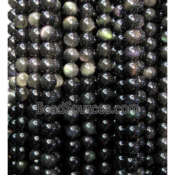round black obsidian beads