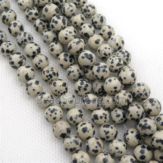 round spotted dalmatian jasper beads