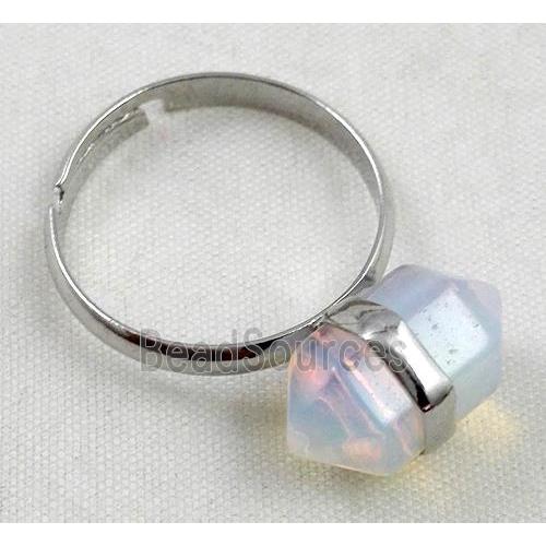 white opalite ring, bullet