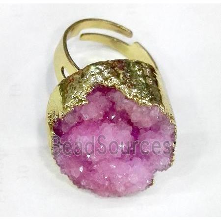 druzy quartz ring, freeform, pink