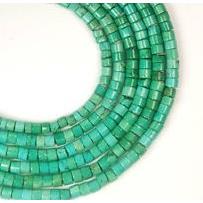 Turquoise heishi beads, green dye