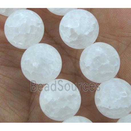 crackle Clear Quartz Beads, matte, round