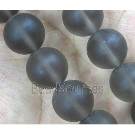 natural smoky quartz bead, matte, round