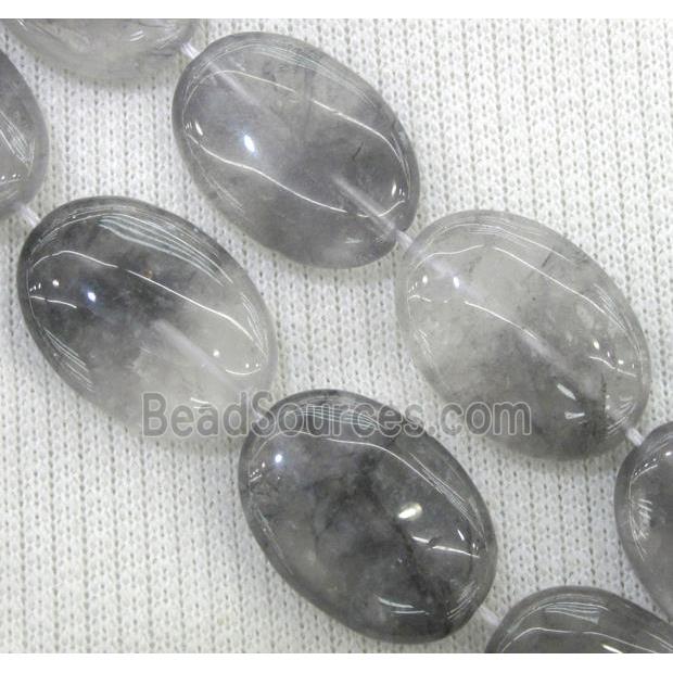 natural Cloudy Quartz beads, grey, oval