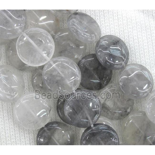 Natural Cloudy Quartz Beads Gray Coin