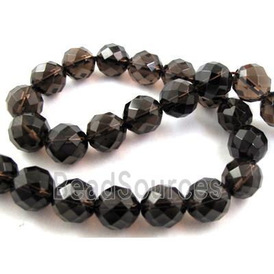 Smoky Quartz bead, faceted, round