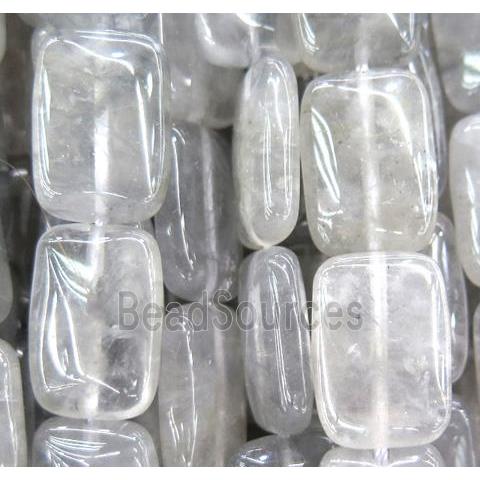 natural cloudy quartz bead, rectangle