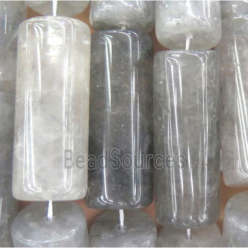 natural cloudy quartz beads, tube