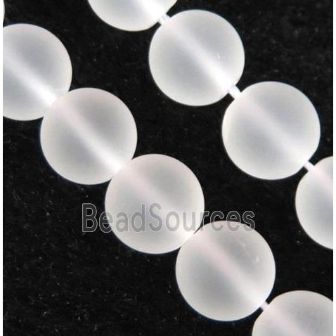 natural clear quartz beads, matte, round