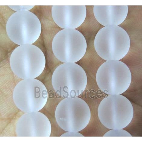 natural clear quartz beads, matte, round