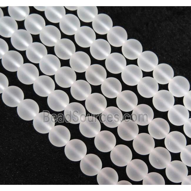 natural clear quartz beads, matte, round