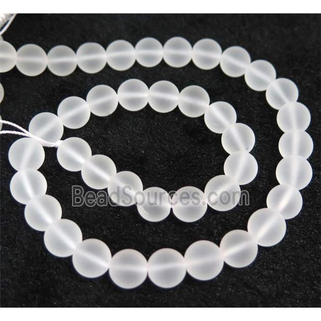 natural clear quartz beads, matte, round