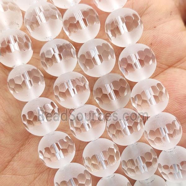 natural Clear Quartz beads, matte, round