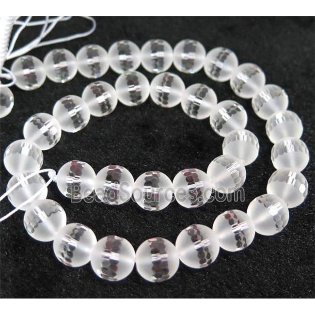 natural Clear Quartz beads, matte, round