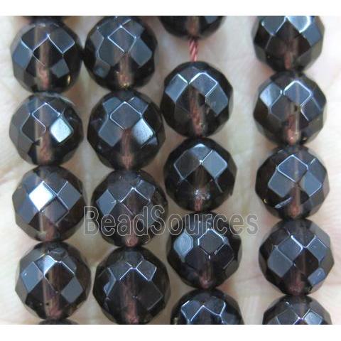 Smoky Quartz bead, faceted round