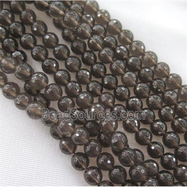 Smoky Quartz Beads, faceted round