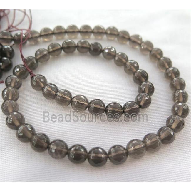 Smoky Quartz Beads, faceted round