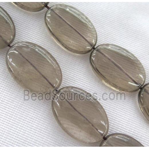 smoky quartz beads, oval