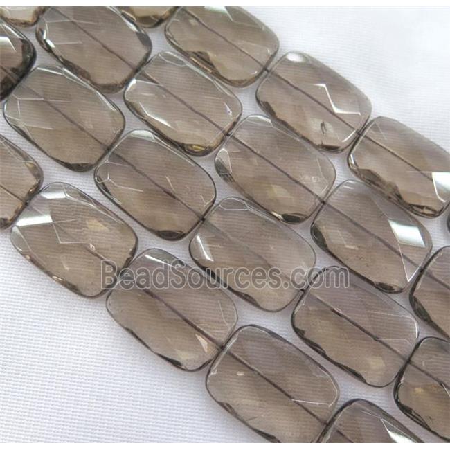 smoky quartz bead, faceted rectangle