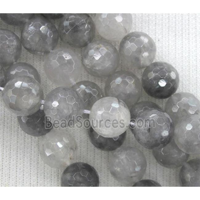 Cloudy Quartz beads, faceted round, Grade-AB