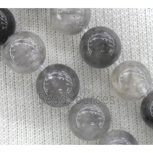 Cloudy Quartz beads, round, grey, Grade-AB