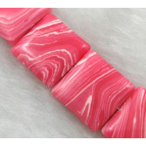 red stripe Gemstone bead, square