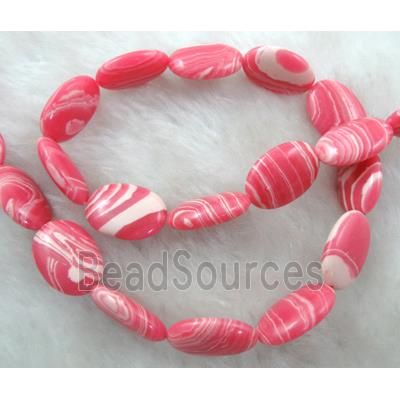 red stripe Gemstone bead, Flat oval