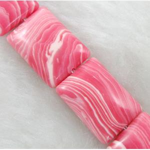 red stripe Gemstone bead, square