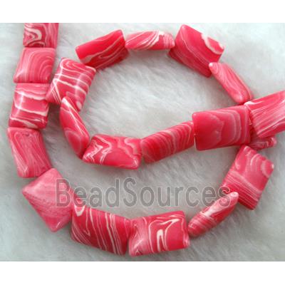 red stripe Gemstone bead, square