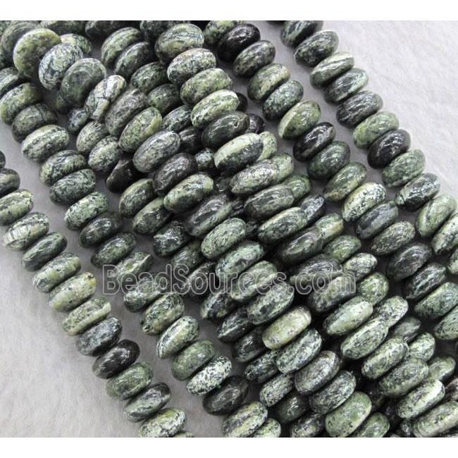 green Silver-line Jasper Beads, rondelle