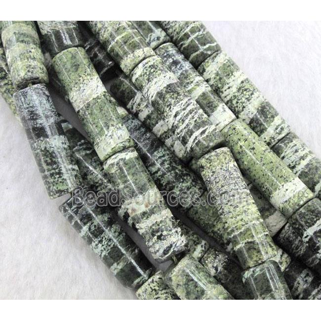 Green Silver-line Jasper Beads, tube