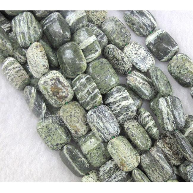 natural Green Silver-line Jasper Beads, rectangle